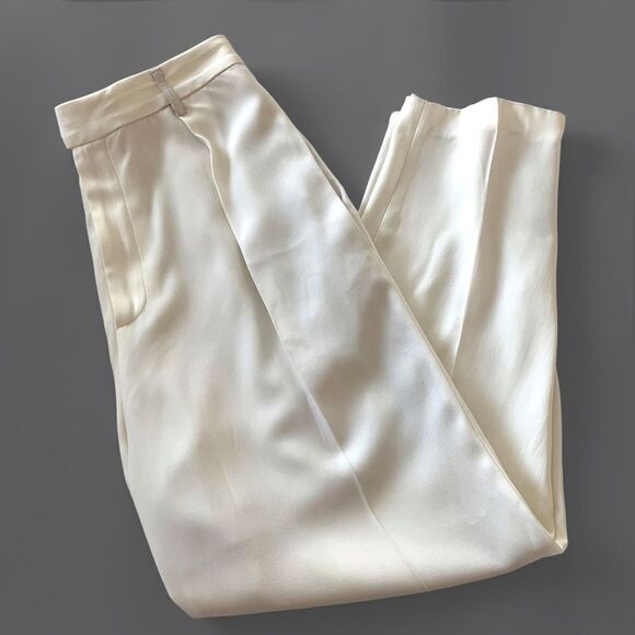 Vintage High Waisted Pleated Silk Trousers - Picture 2 of 8